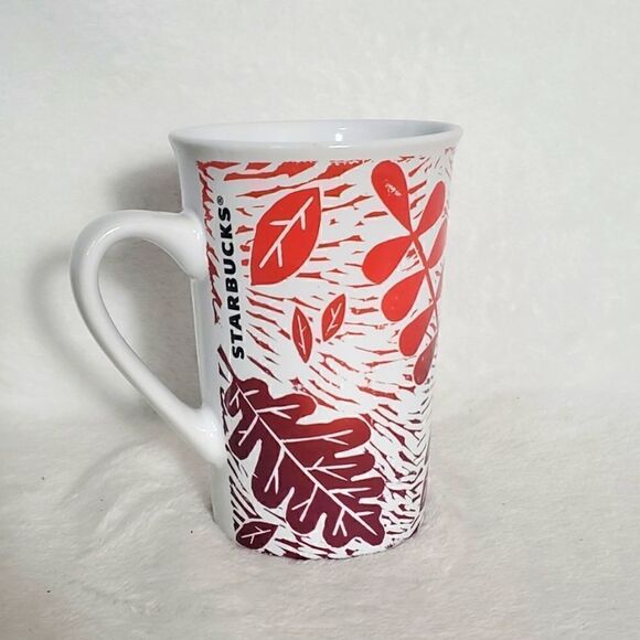 Starbucks Red Ombre Leaves 11 Oz Coffee Mug Cup - Picture 1 of 3